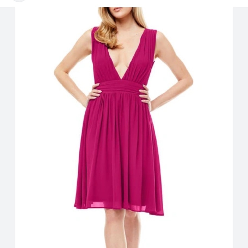 Love By Design Melissa Plunge Neck Chiffon Fit &‎ Flare Dress large NWT
